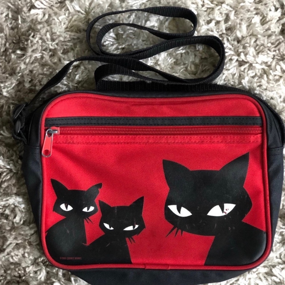 Vintage Emily The Strange Red Sabbath Cat Shoulder/Messenger Crossbody Handbag